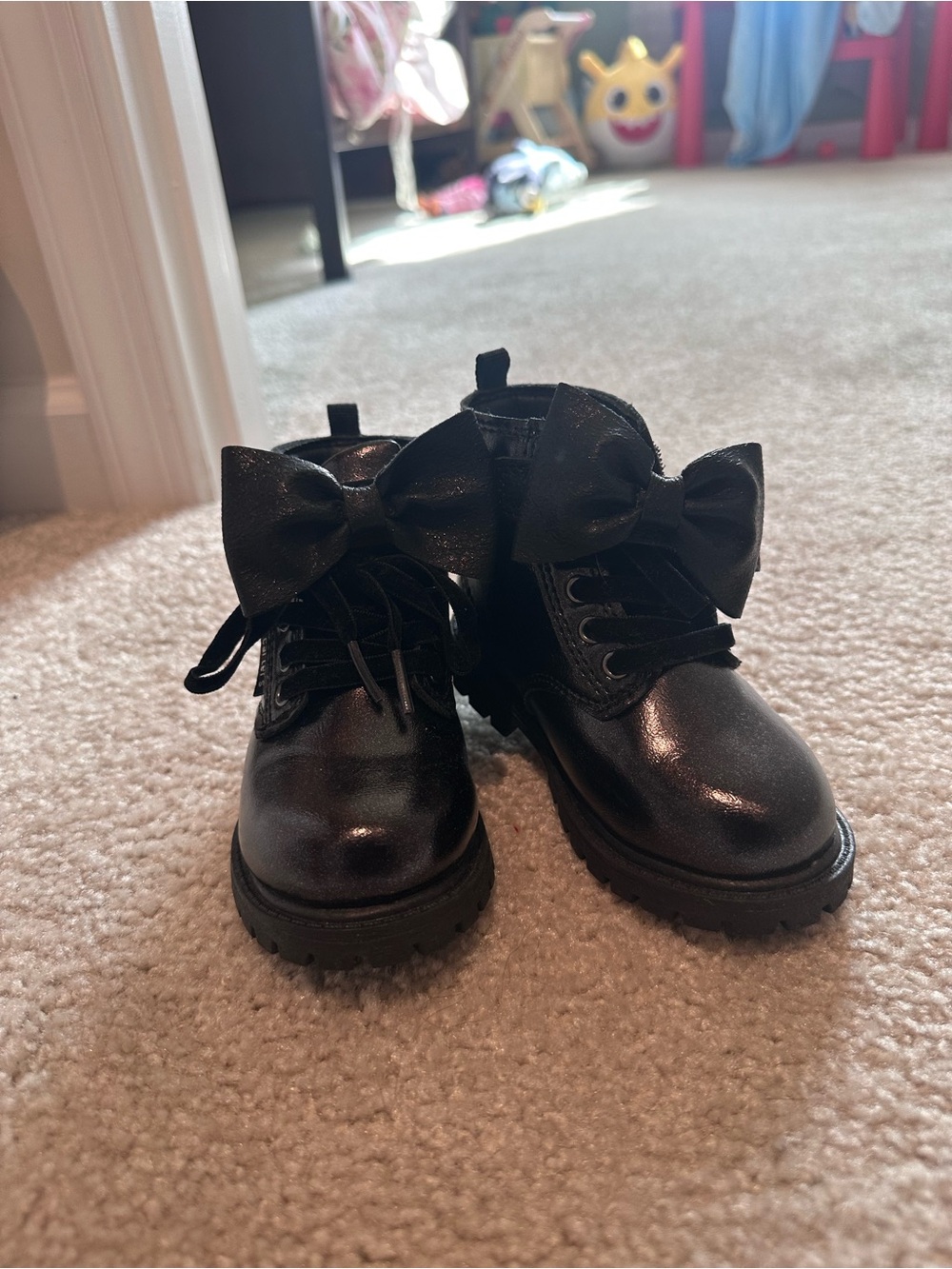 Carter's Black Bow Lace-Up Girls' Boots